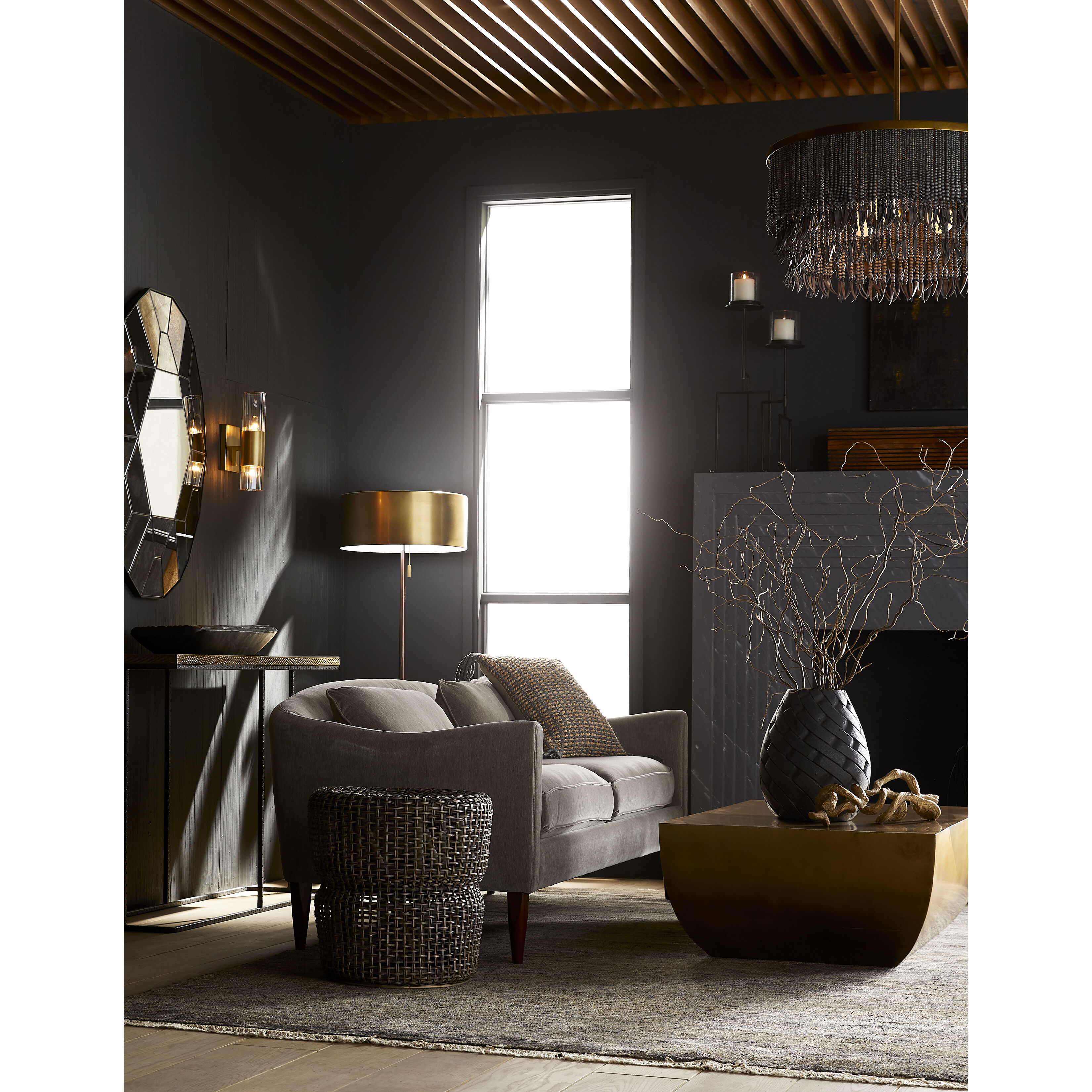 Baja 3 Light 30 inch Antique Brass Chandelier Ceiling Light in Dark Gray Wash Coco Beads